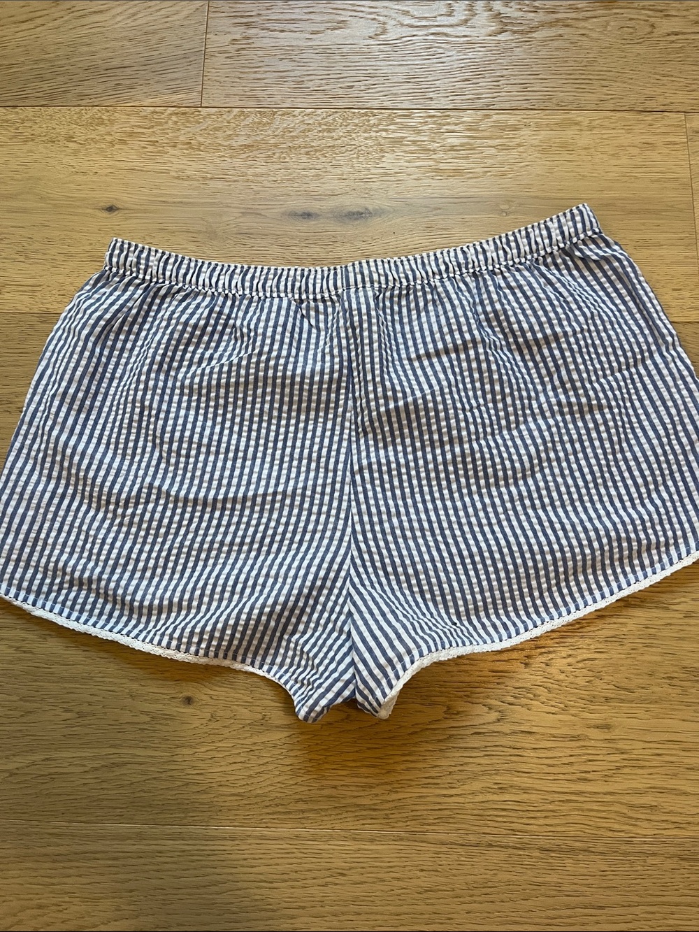 Garage Navy and White Striped Athletic Lounge Shorts